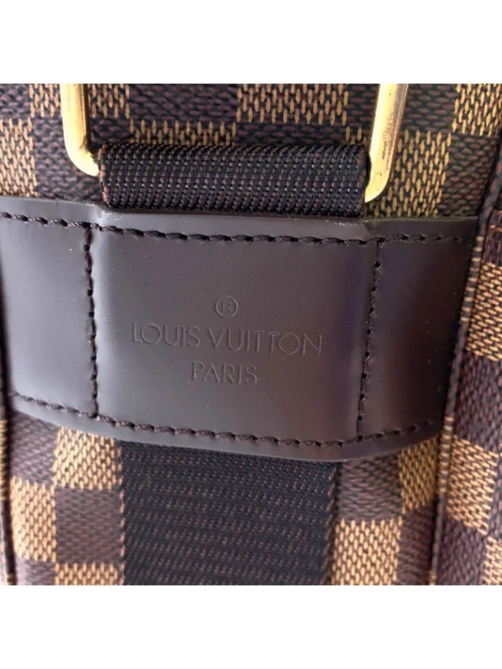 Louis Vuitton Broadway Damier Ebene Leather Brown Shoulder Bag Gold